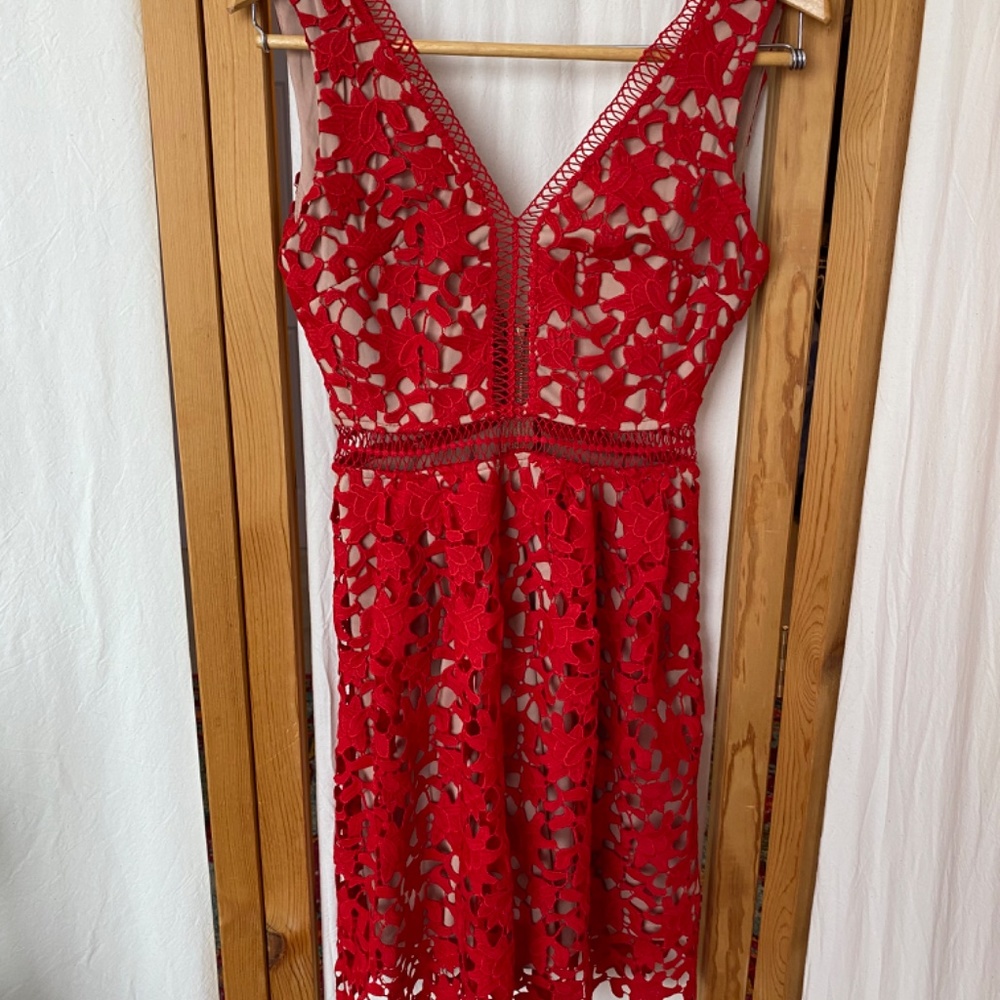 NWOT Red lace mini dress